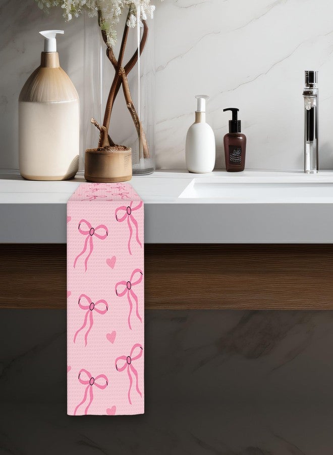 FIicy Pink Bow Coquette Hand Towels, Preppy Coquette Kitchen Towels, HotPink Bow Decorative Hand Towels for Bathroom Kitchen, CoquetteBathroom Decor, Pink Preppy Bathroom Decor(16x24 Inch) - Image 4